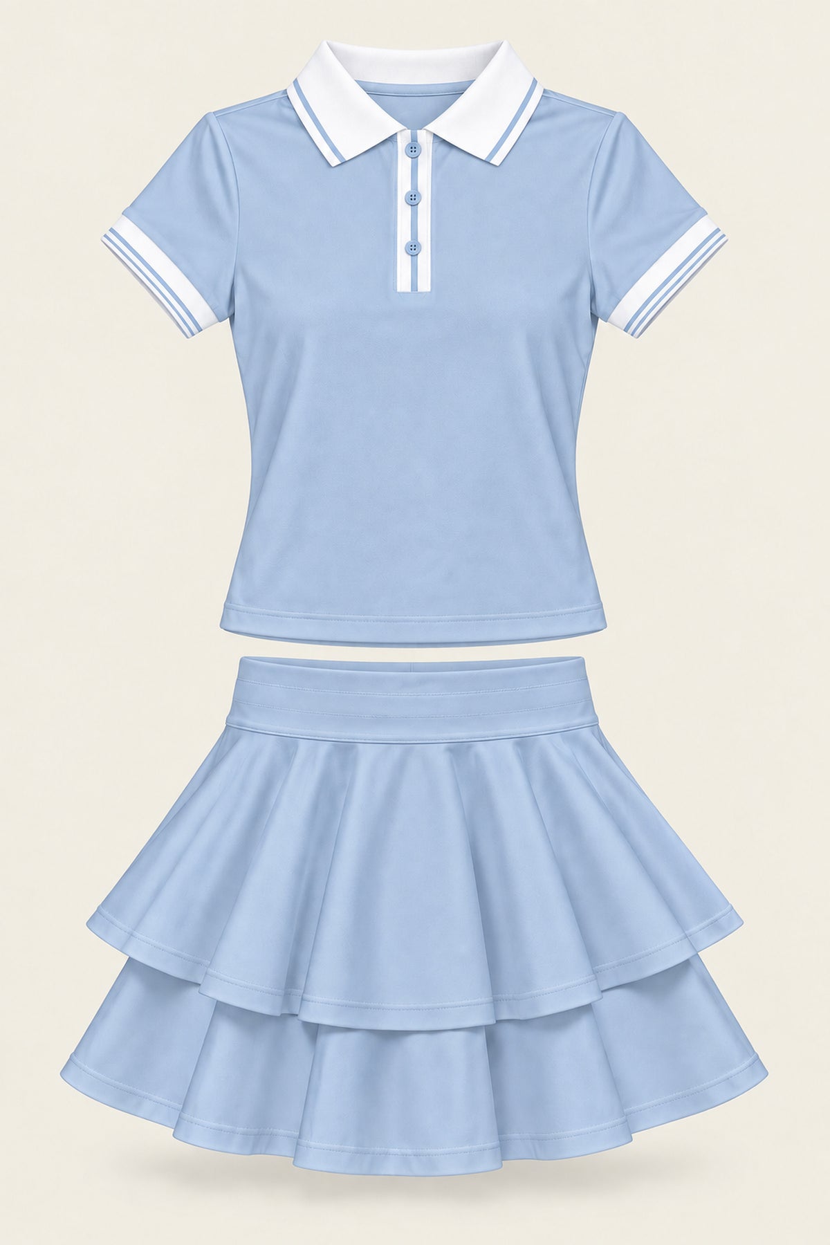 Ace & Grace Marina Polo Set in Malibu Mist, flat view